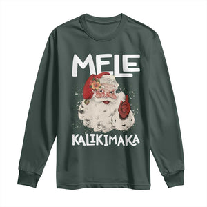 Mele Kalikimaka Long Sleeve Shirt Hawaii Christmas Party Santa TS10 Dark Forest Green Print Your Wear