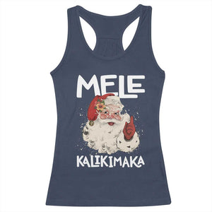 Mele Kalikimaka Racerback Tank Top Hawaii Christmas Party Santa TS10 Navy Print Your Wear