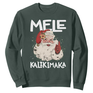Mele Kalikimaka Sweatshirt Hawaii Christmas Party Santa TS10 Dark Forest Green Print Your Wear