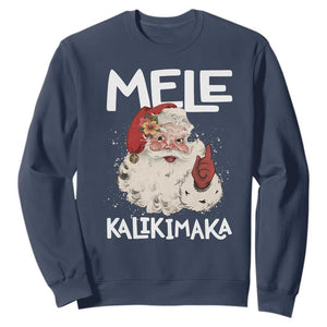 Mele Kalikimaka Sweatshirt Hawaii Christmas Party Santa TS10 Navy Print Your Wear
