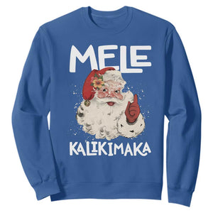 Mele Kalikimaka Sweatshirt Hawaii Christmas Party Santa TS10 Royal Blue Print Your Wear