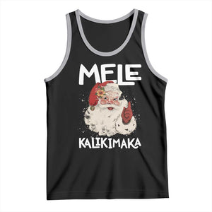Mele Kalikimaka Tank Top Hawaii Christmas Party Santa TS10 Black Athletic Heather Print Your Wear