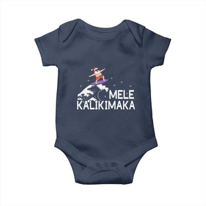 Christmas In July Surfing Santa Baby Onesie Mele Kalikimaka Summer Beach Hawaii TS10 Navy Print Your Wear