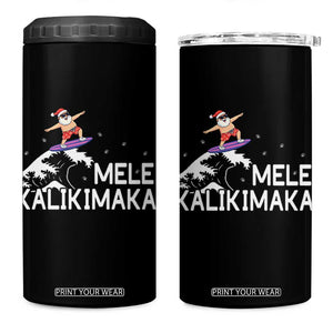 Christmas In July Surfing Santa 4 in 1 Can Cooler Tumbler Mele Kalikimaka Summer Beach Hawaii TS10 One Size: 16 oz Black Print Your Wear