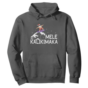 Christmas In July Surfing Santa Hoodie Mele Kalikimaka Summer Beach Hawaii TS10 Dark Heather Print Your Wear