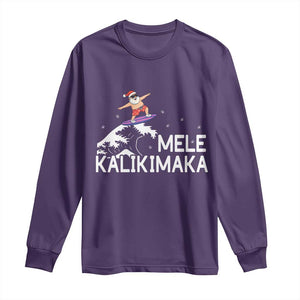 Christmas In July Surfing Santa Long Sleeve Shirt Mele Kalikimaka Summer Beach Hawaii TS10 Purple Print Your Wear