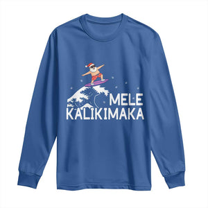 Christmas In July Surfing Santa Long Sleeve Shirt Mele Kalikimaka Summer Beach Hawaii TS10 Royal Blue Print Your Wear