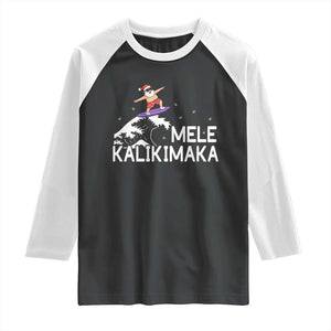 Christmas In July Surfing Santa Raglan Shirt Mele Kalikimaka Summer Beach Hawaii TS10 Black White Print Your Wear