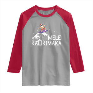 Christmas In July Surfing Santa Raglan Shirt Mele Kalikimaka Summer Beach Hawaii TS10 Sport Gray Red Print Your Wear