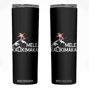 Christmas In July Surfing Santa Skinny Tumbler Mele Kalikimaka Summer Beach Hawaii TS10 Black Print Your Wear
