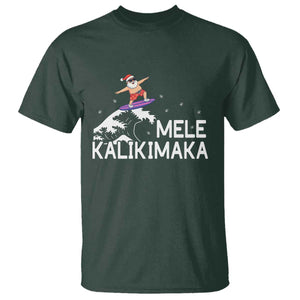 Christmas In July Surfing Santa T Shirt Mele Kalikimaka Summer Beach Hawaii TS10 Dark Forest Green Print Your Wear