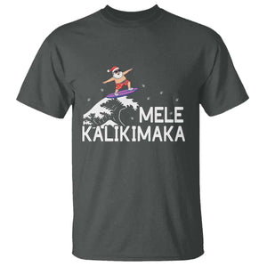 Christmas In July Surfing Santa T Shirt Mele Kalikimaka Summer Beach Hawaii TS10 Dark Heather Print Your Wear
