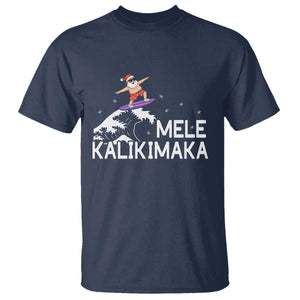Christmas In July Surfing Santa T Shirt Mele Kalikimaka Summer Beach Hawaii TS10 Navy Print Your Wear