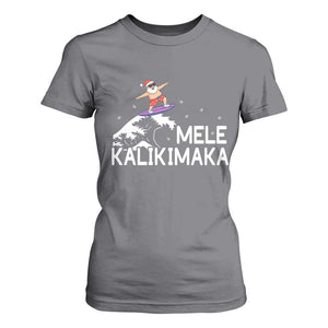 Christmas In July Surfing Santa T Shirt For Women Mele Kalikimaka Summer Beach Hawaii TS10 Charcoal Print Your Wear