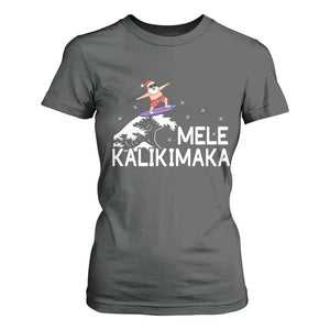 Christmas In July Surfing Santa T Shirt For Women Mele Kalikimaka Summer Beach Hawaii TS10 Dark Heather Print Your Wear