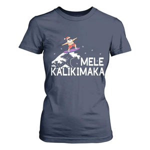Christmas In July Surfing Santa T Shirt For Women Mele Kalikimaka Summer Beach Hawaii TS10 Navy Print Your Wear