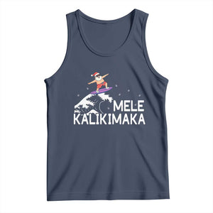 Christmas In July Surfing Santa Tank Top Mele Kalikimaka Summer Beach Hawaii TS10 Navy Print Your Wear