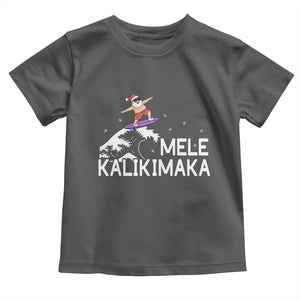Christmas In July Surfing Santa Toddler T Shirt Mele Kalikimaka Summer Beach Hawaii TS10 Dark Heather Print Your Wear