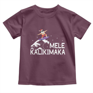 Christmas In July Surfing Santa Toddler T Shirt Mele Kalikimaka Summer Beach Hawaii TS10 Maroon Print Your Wear