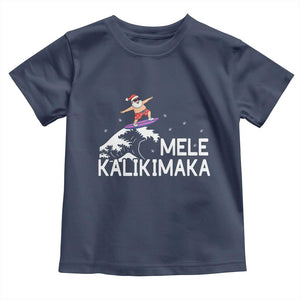 Christmas In July Surfing Santa Toddler T Shirt Mele Kalikimaka Summer Beach Hawaii TS10 Navy Print Your Wear