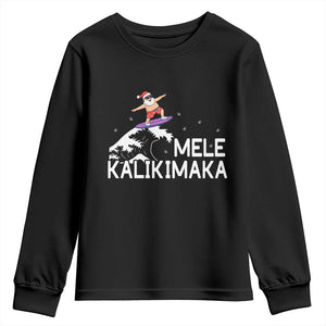 Christmas In July Surfing Santa Youth Sweatshirt Mele Kalikimaka Summer Beach Hawaii TS10 Black Print Your Wear