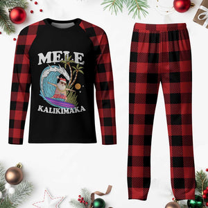 Mele Kalikimaka Hawaii Christmas Surfing Santa Plaid Pajama Set Summer Beach Hawaii Xmas In July TS10 Buffalo Plaid Print Your Wear