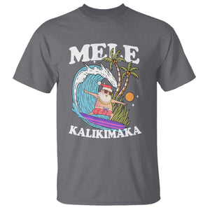 Mele Kalikimaka Hawaii Christmas Surfing Santa T Shirt Summer Beach Hawaii Xmas In July TS10 Charcoal Print Your Wear