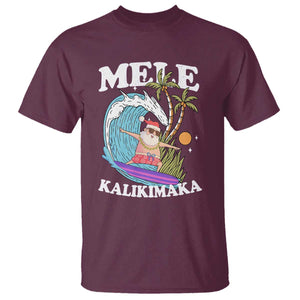 Mele Kalikimaka Hawaii Christmas Surfing Santa T Shirt Summer Beach Hawaii Xmas In July TS10 Maroon Print Your Wear