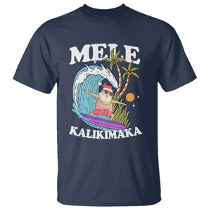 Mele Kalikimaka Hawaii Christmas Surfing Santa T Shirt Summer Beach Hawaii Xmas In July TS10 Navy Print Your Wear