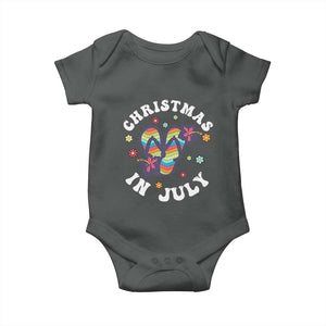 Christmas In July Summer Beach Baby Onesie Hawaii Flip Flops Hibiscus TS10 Dark Heather Print Your Wear
