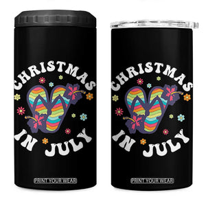 Christmas In July Summer Beach 4 in 1 Can Cooler Tumbler Hawaii Flip Flops Hibiscus TS10 One Size: 16 oz Black Print Your Wear