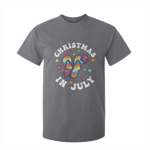 Christmas In July Summer Beach T Shirt For Kid Hawaii Flip Flops Hibiscus TS10 Charcoal Print Your Wear