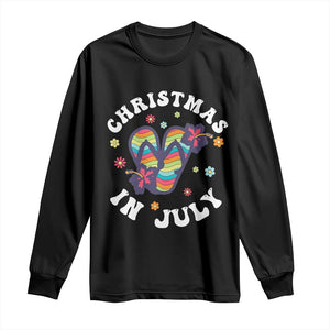 Christmas In July Summer Beach Long Sleeve Shirt Hawaii Flip Flops Hibiscus TS10 Black Print Your Wear