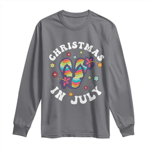 Christmas In July Summer Beach Long Sleeve Shirt Hawaii Flip Flops Hibiscus TS10 Charcoal Print Your Wear