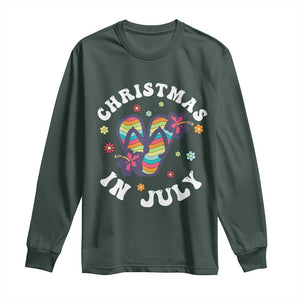 Christmas In July Summer Beach Long Sleeve Shirt Hawaii Flip Flops Hibiscus TS10 Dark Forest Green Print Your Wear