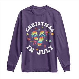 Christmas In July Summer Beach Long Sleeve Shirt Hawaii Flip Flops Hibiscus TS10 Purple Print Your Wear