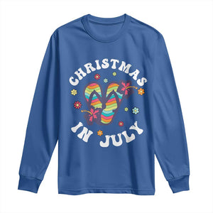 Christmas In July Summer Beach Long Sleeve Shirt Hawaii Flip Flops Hibiscus TS10 Royal Blue Print Your Wear