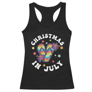 Christmas In July Summer Beach Racerback Tank Top Hawaii Flip Flops Hibiscus TS10 Black Print Your Wear