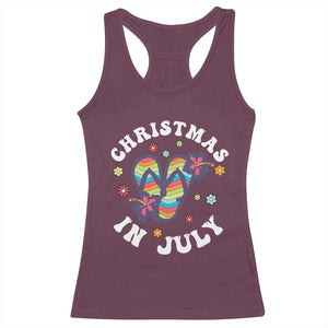 Christmas In July Summer Beach Racerback Tank Top Hawaii Flip Flops Hibiscus TS10 Maroon Print Your Wear