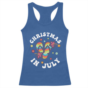 Christmas In July Summer Beach Racerback Tank Top Hawaii Flip Flops Hibiscus TS10 Royal Blue Print Your Wear
