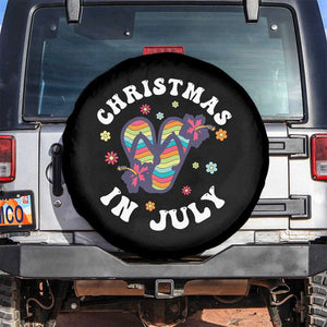 Christmas In July Summer Beach Spare Tire Cover Hawaii Flip Flops Hibiscus TS10 No hole Black Print Your Wear