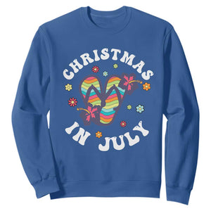Christmas In July Summer Beach Sweatshirt Hawaii Flip Flops Hibiscus TS10 Royal Blue Print Your Wear