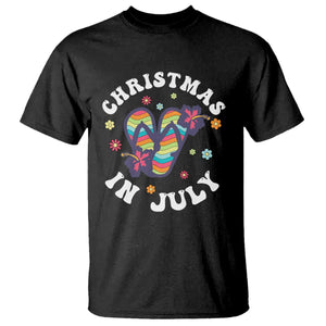 Christmas In July Summer Beach T Shirt Hawaii Flip Flops Hibiscus TS10 Black Print Your Wear