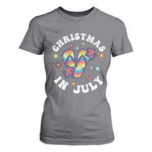 Christmas In July Summer Beach T Shirt For Women Hawaii Flip Flops Hibiscus TS10 Charcoal Print Your Wear