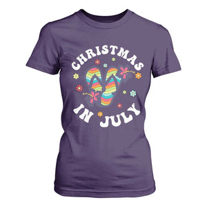 Christmas In July Summer Beach T Shirt For Women Hawaii Flip Flops Hibiscus TS10 Purple Print Your Wear