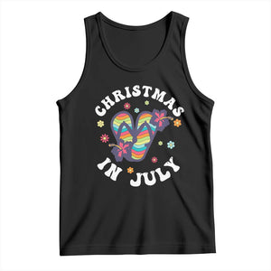 Christmas In July Summer Beach Tank Top Hawaii Flip Flops Hibiscus TS10 Black Print Your Wear