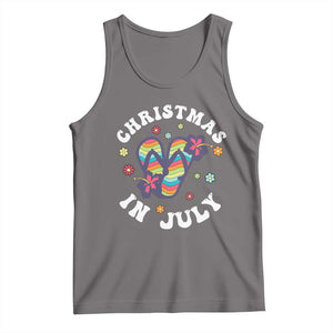 Christmas In July Summer Beach Tank Top Hawaii Flip Flops Hibiscus TS10 Deep Heather Print Your Wear