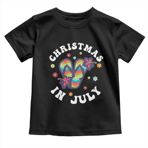 Christmas In July Summer Beach Toddler T Shirt Hawaii Flip Flops Hibiscus TS10 Black Print Your Wear