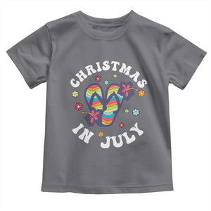 Christmas In July Summer Beach Toddler T Shirt Hawaii Flip Flops Hibiscus TS10 Charcoal Print Your Wear