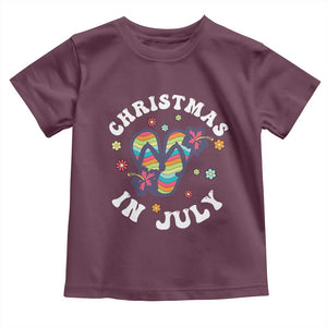 Christmas In July Summer Beach Toddler T Shirt Hawaii Flip Flops Hibiscus TS10 Maroon Print Your Wear